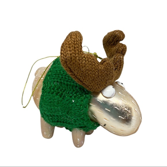Home Holiday Ornaments Holiday Lane Christmas Cheer Green Sweater Moose Ornament - Picture 3 of 5